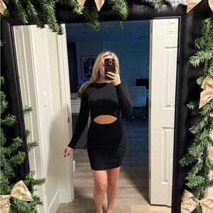 Knit Black Cut-Out Dress